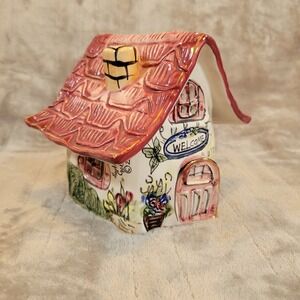 Heather Goldminc Clayworks Cottage Incense Burner OS Red White Whimsical 2000